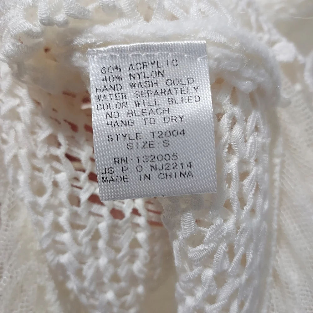 Entro S Boho Knit Lace Tunic Cottagecore Grandmacore Sweater Off White Coquette